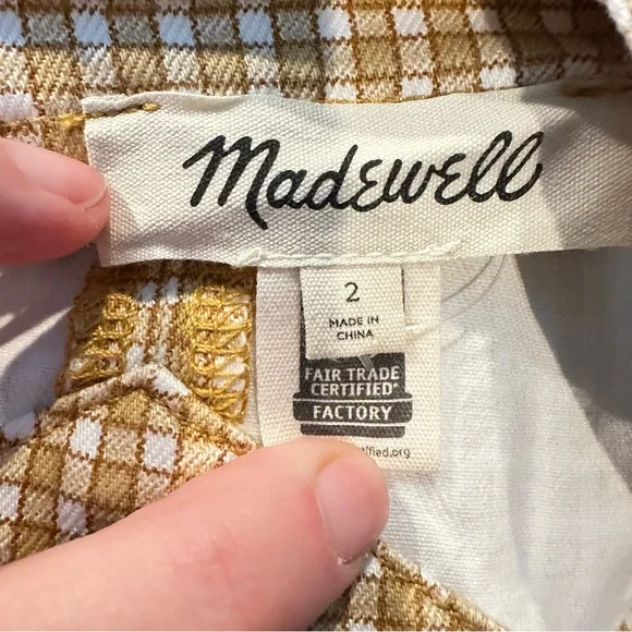 NWT Madewell Denim Supercrop Tank Top Mini Check Autumn Gold size 2 - Picture 5 of 7